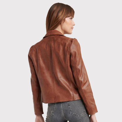Women's Rusty Brown Leather Jacket - Timeless Style