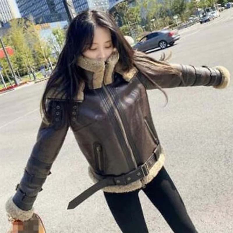 Women’s Double Collar Shearling B3 RAF Aviator Bomber Jacket
