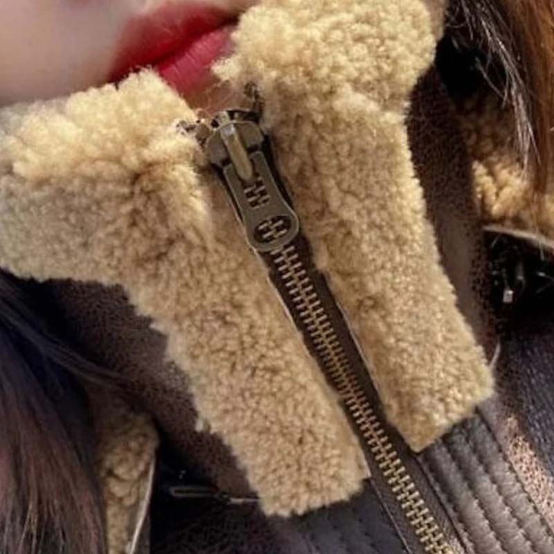 Women’s Double Collar Shearling B3 RAF Aviator Bomber Jacket