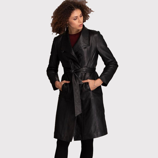 Women's Black Lambskin Leather Coat