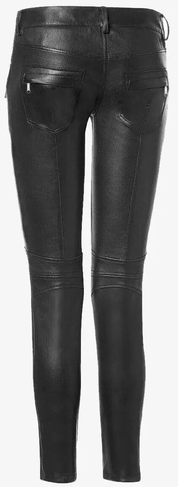 Women's Black Lambskin Leather Pants - Jackets Kingdom