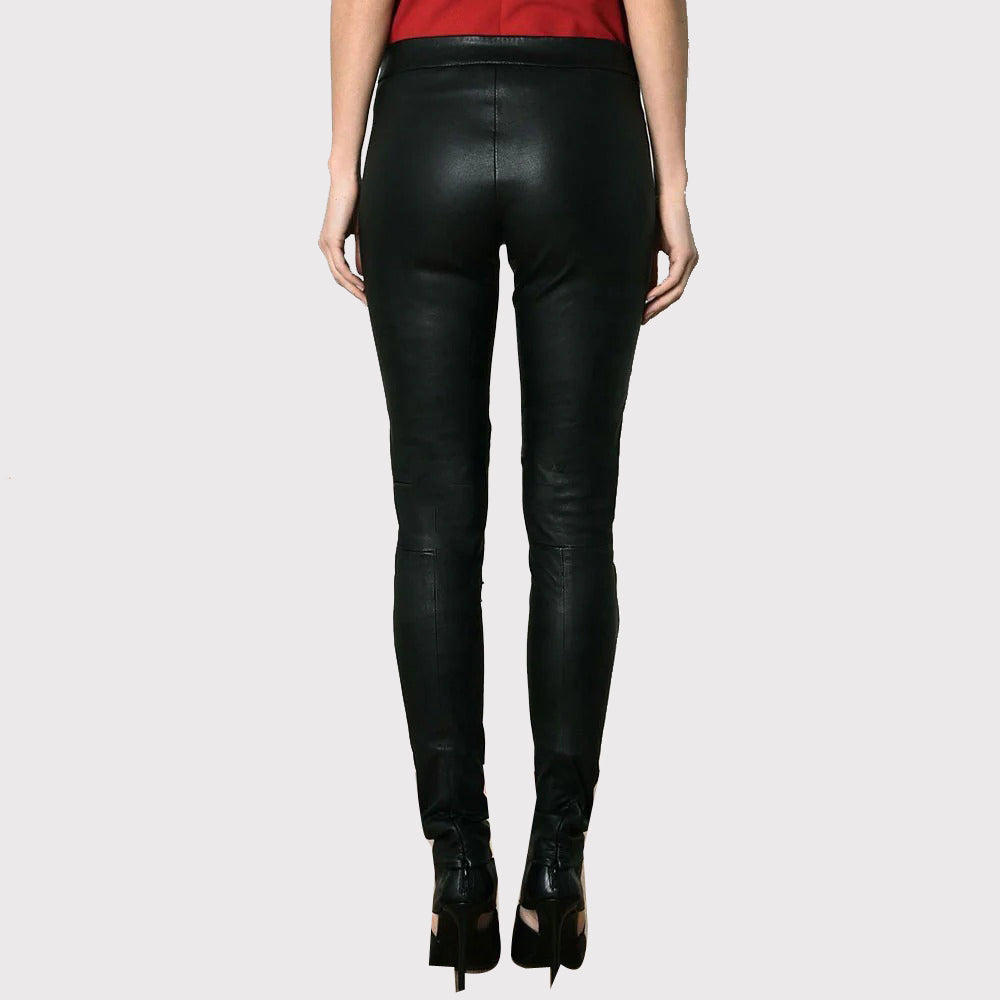 Women's Black Leather Skinny Pants