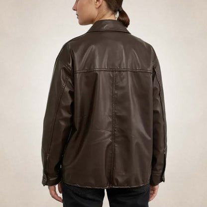 Women's brown leather jacket