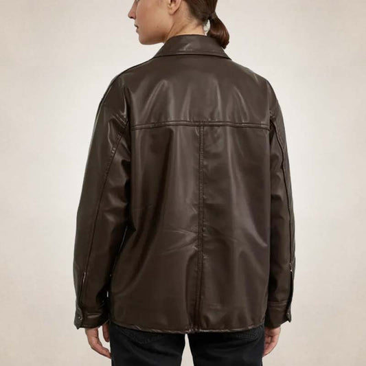 Women's brown leather jacket