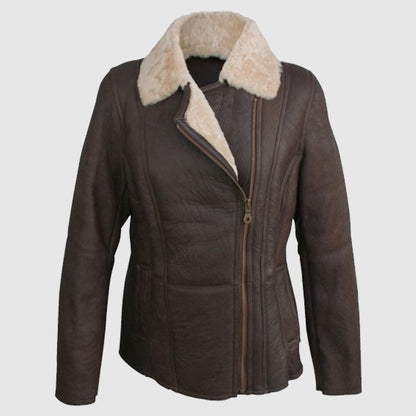 Women's Celene Aviator Leather Coat