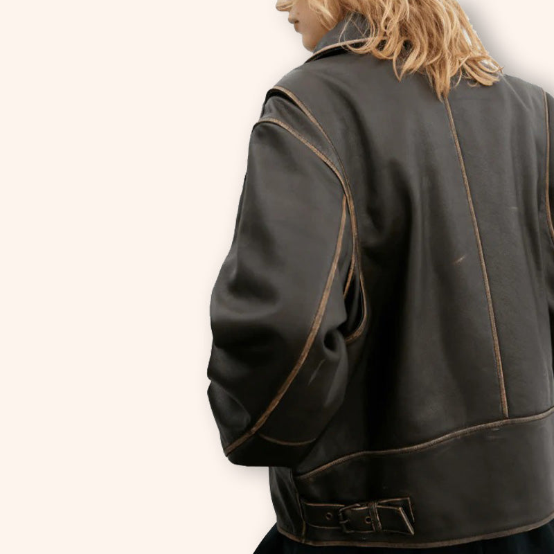 Women's Dark Brown Distressed Vintage Leather Jacket