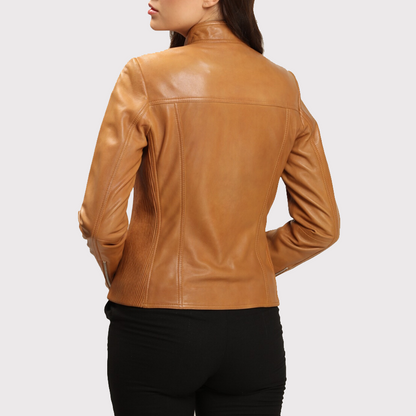 Women's Fashionable Tan Lambskin Jacket