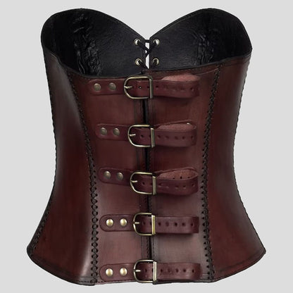 Women's Brown Genuine Leather Corset
