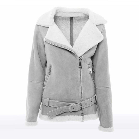 Women’s Gray Sheepskin B3 Shearling Leather Jacket