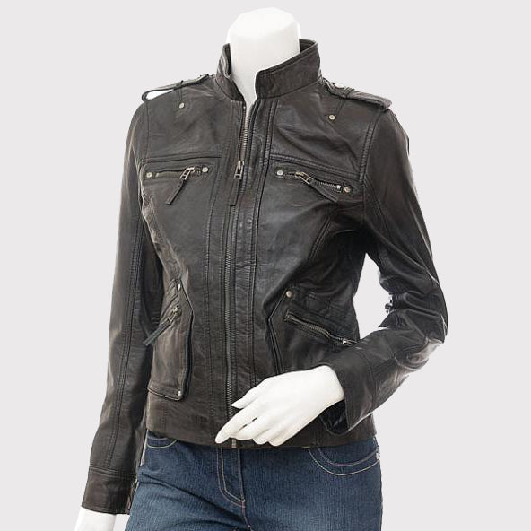 Women's Raven Black Leather Jacket