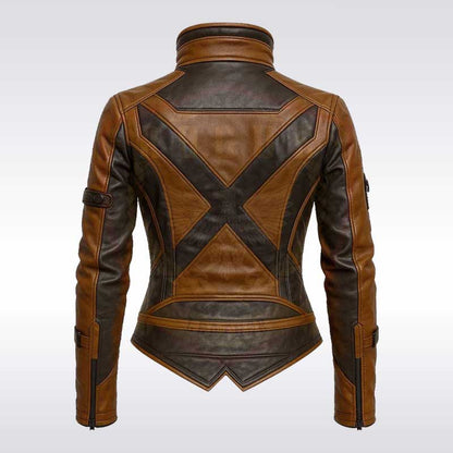 Women’s Chocolate Brown Sci Fi Sheepskin Leather Jacket
