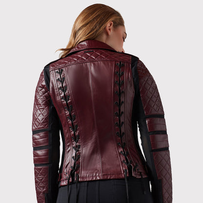 Women's Sleek Maroon Rider Leather Jacket