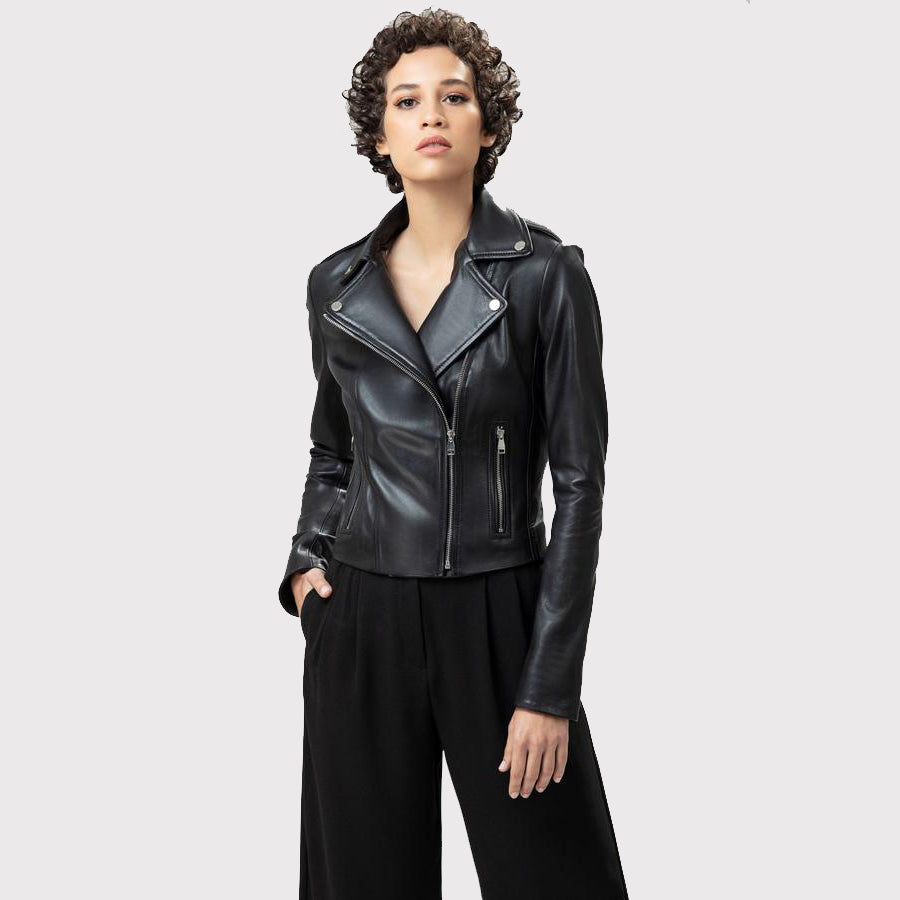 Women's Smart Fit Black Lambskin Leather Jacket