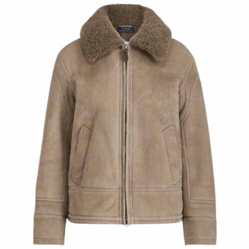 Women’s Suede Leather Shearling Bomber Jacket
