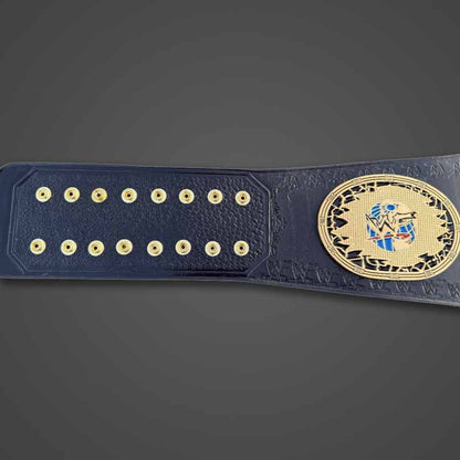 Women's Gold Genuine Leather WWF Championship Title Belt with Deep Etched Plates