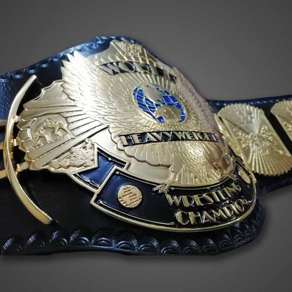 WWF Winged Eagle 24K Gold Championship Belt with Real Cowhide Leather Strap