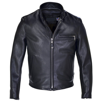 Men Classic Racer Leather Motorcycle Jacket Plain