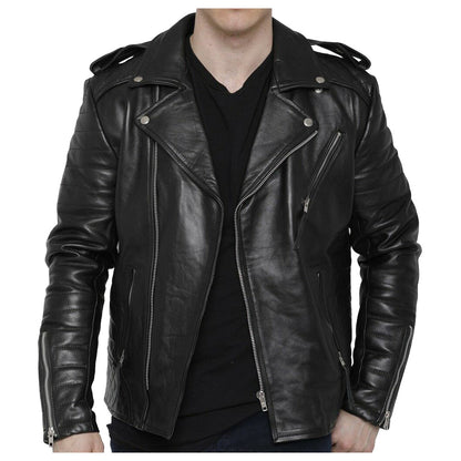 Men Motorcycle Fashion Leather Jacket