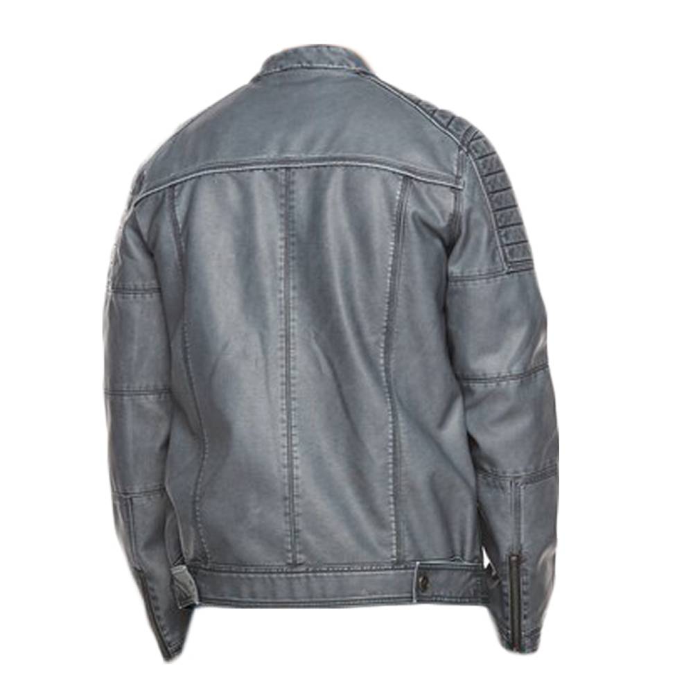 Men Smokey Grey Wax Fashion Leather Jacket