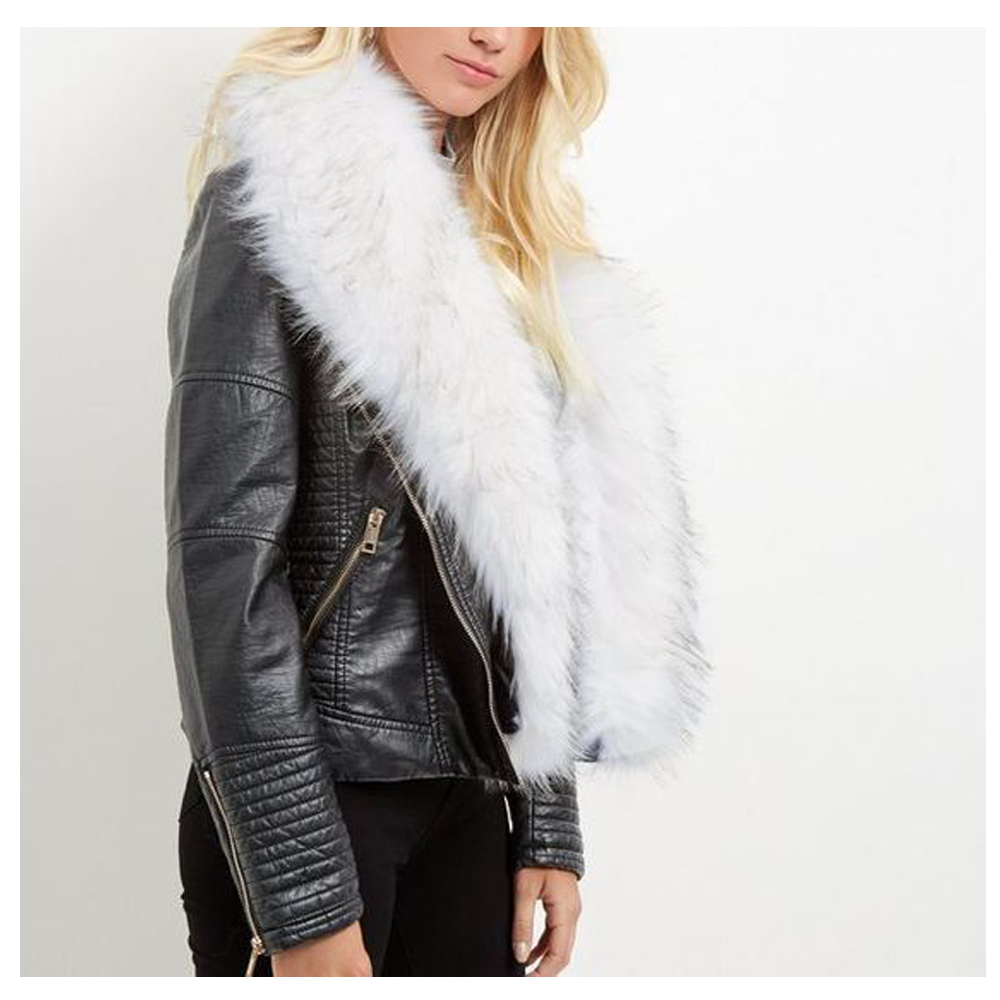 Women Motorcycle Genuine Leather Fur Jacket