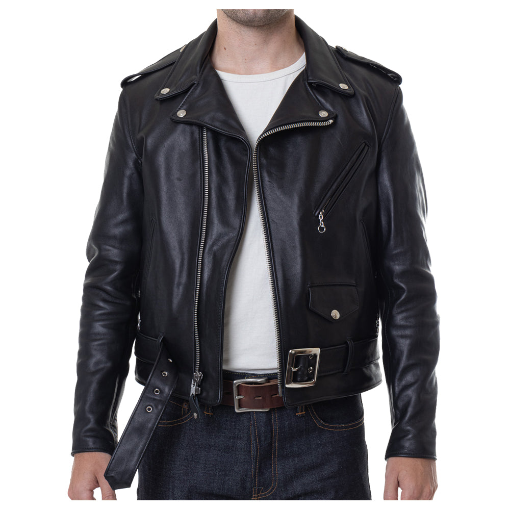 Men Motorcycle Classic Retro Leather Jacket Black Stunning