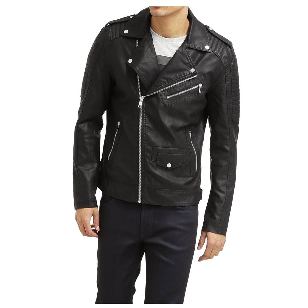 Men Black Leather Motorcycle jacket
