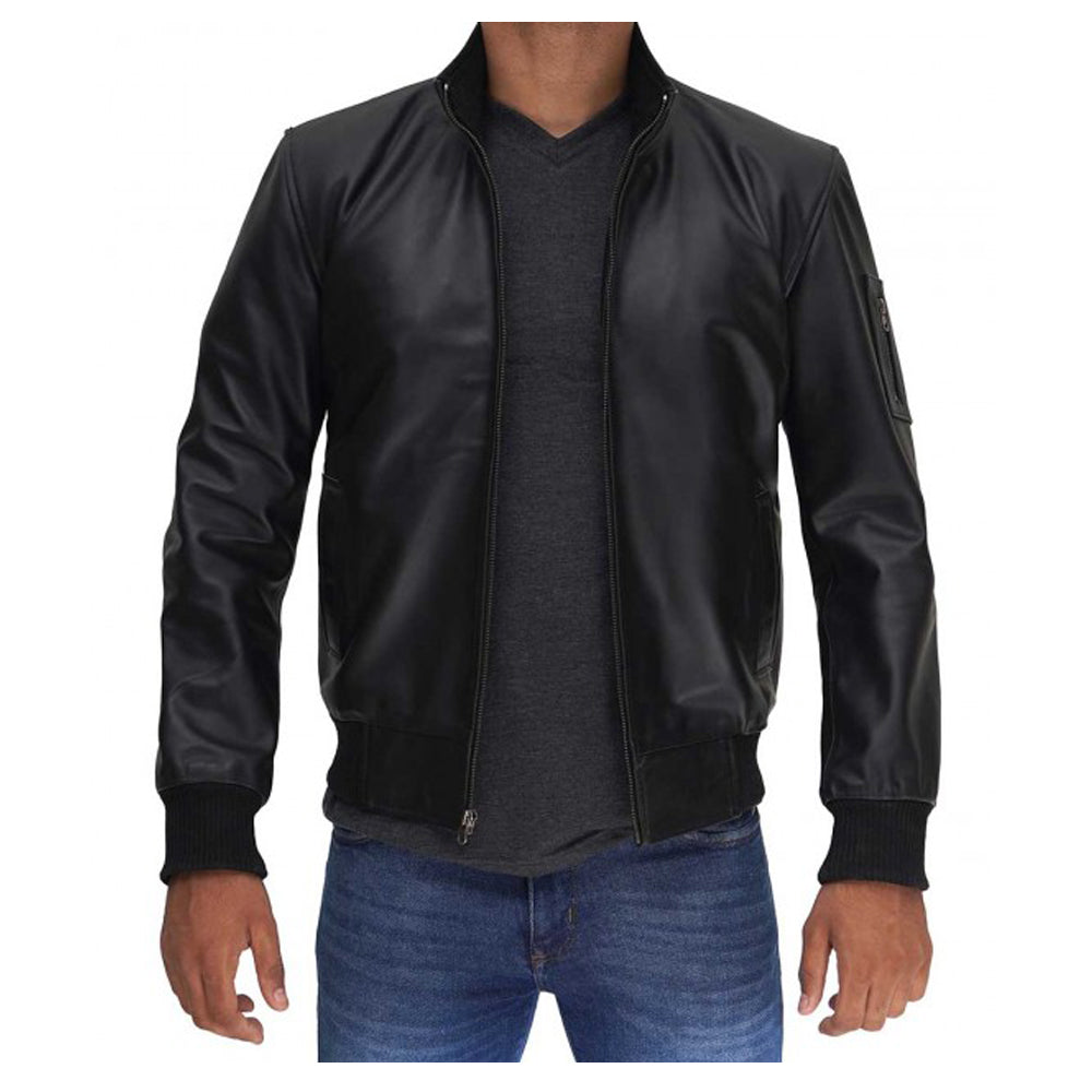 Men Clark Bomber Leather Jacket