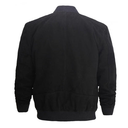 Men Black Suede Bomber Leather Jacket