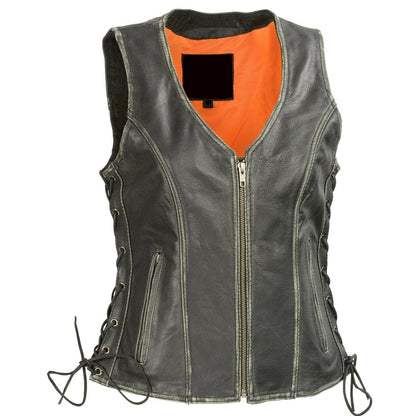 Women Gun Pocket Fashion Leather Vest