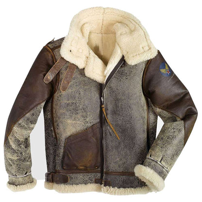 B3 Vintage Distressed Leather Bomber Jacket