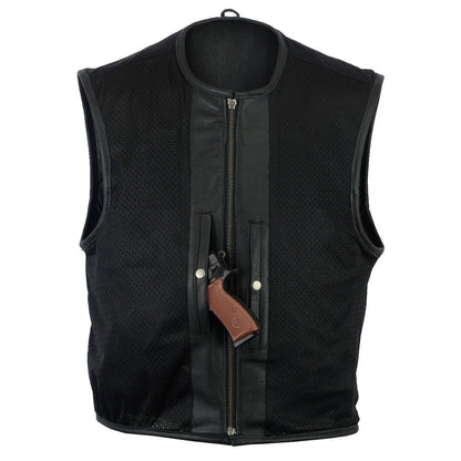 Men Motorcycle Cowhide Club Leather Vest