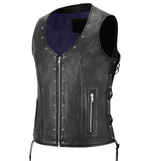 Punk Bikers Eyelet Leather Waistcoat