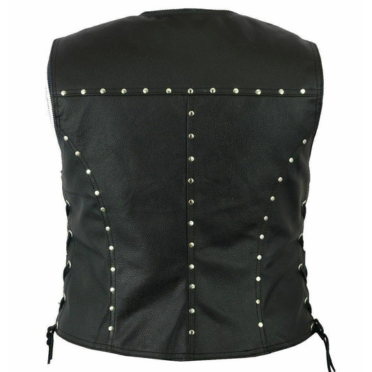 Punk Women Genuine Motorcycle Leather Vest