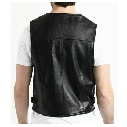 Men Motorcycle Fashion Leather Vest