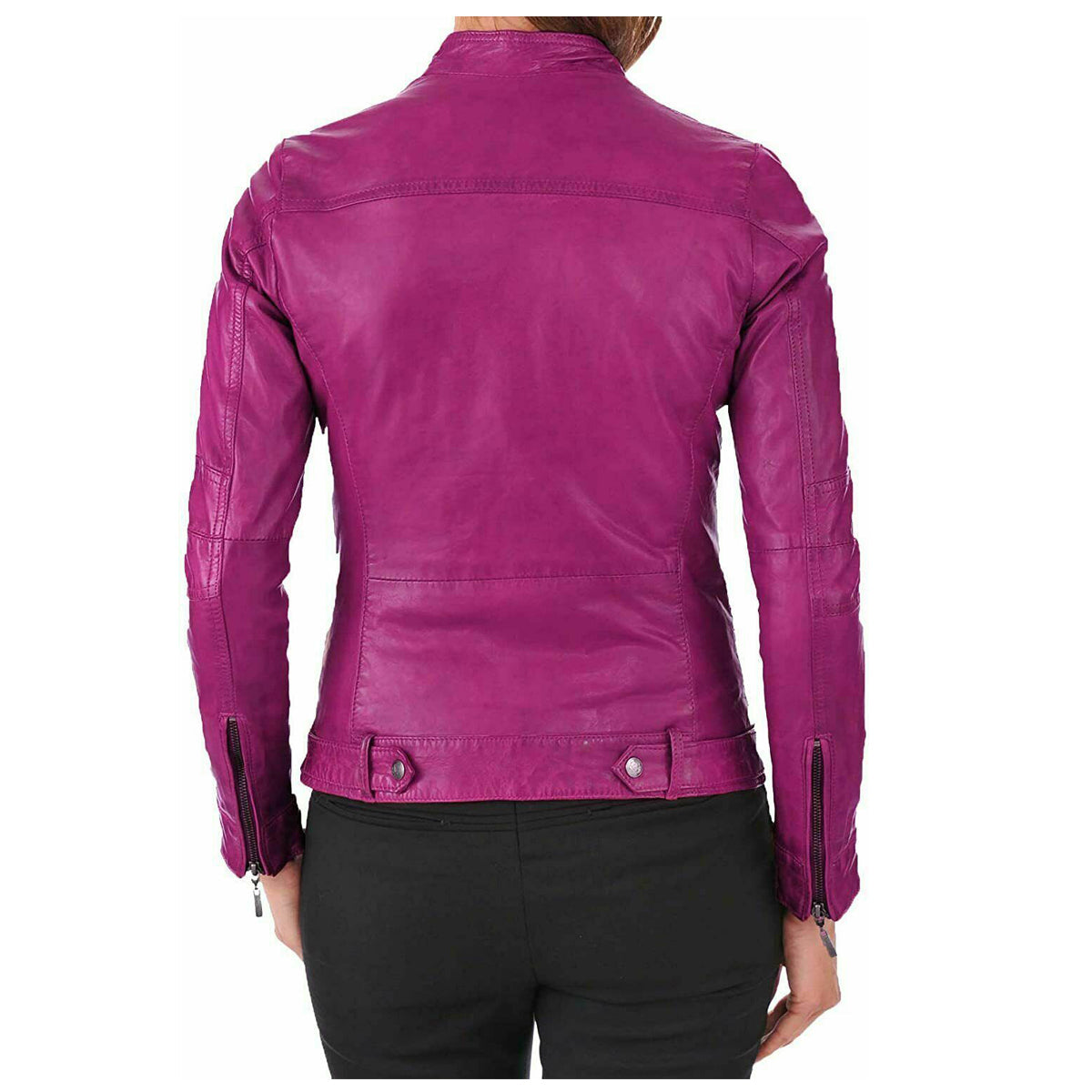 Women Fashion Lambskin Leather Motorcycle Jacket