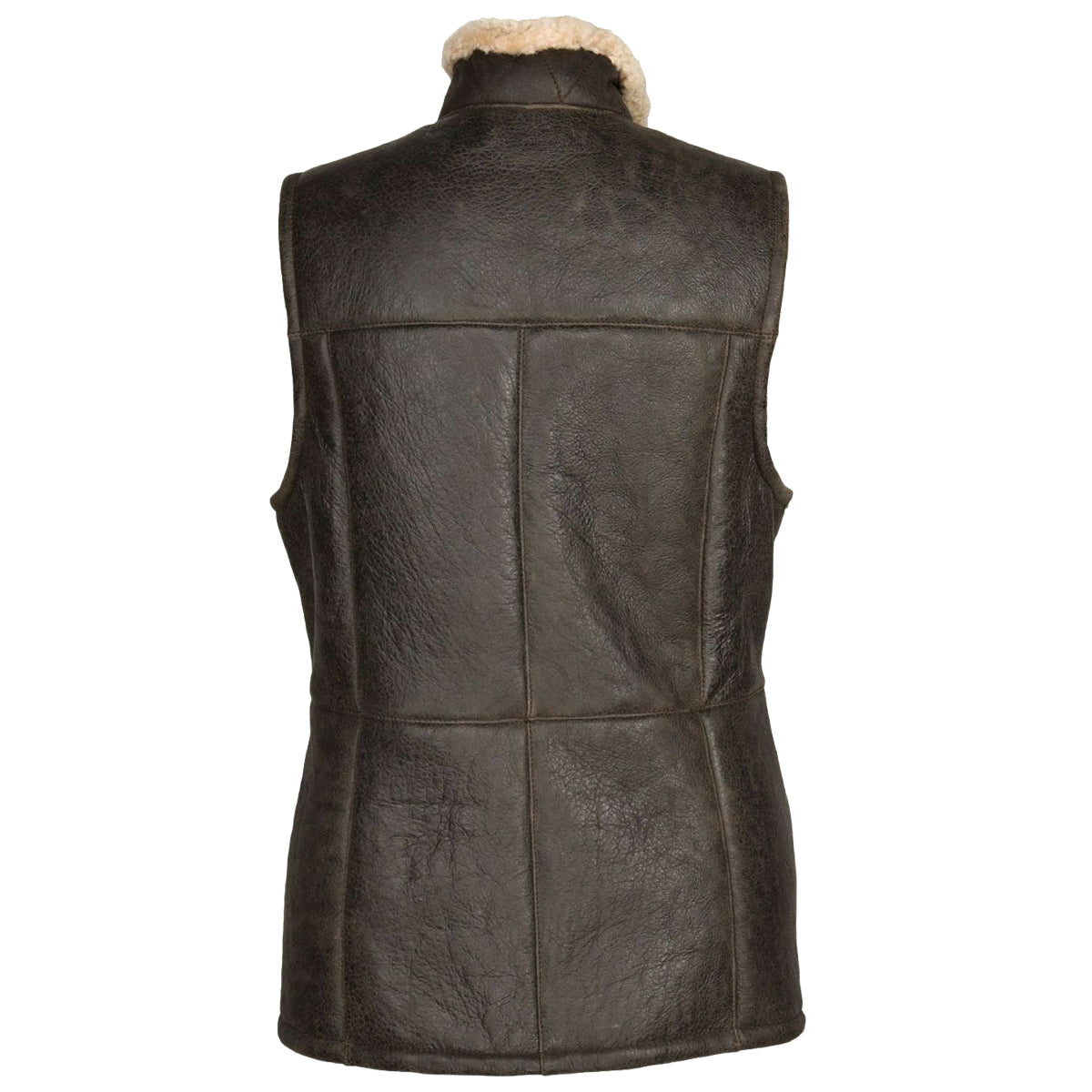 Women Shearling Brown Leather Long Vest