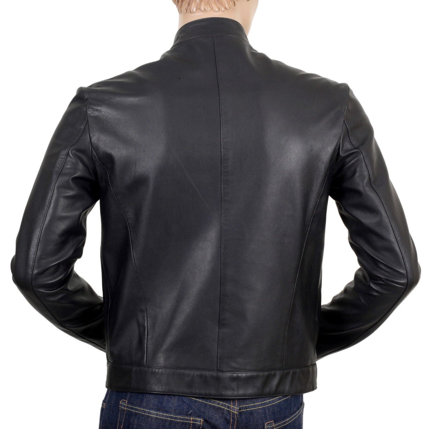 New Men's top Black Soft Cowhide Leather Studded Jacket 2021