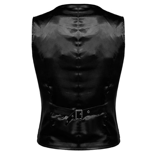 Men Gothic Velvet Vest Steampunk Black Wasit Coat VTG