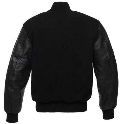 Black Varsity Wool Leather Jacket