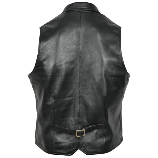 Men Party Black Premium Leather Waistcoat