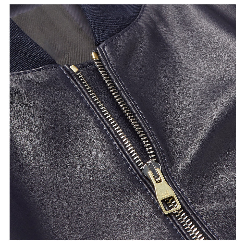 Men Elegant Bomber Fashion Blue Leather Jacket