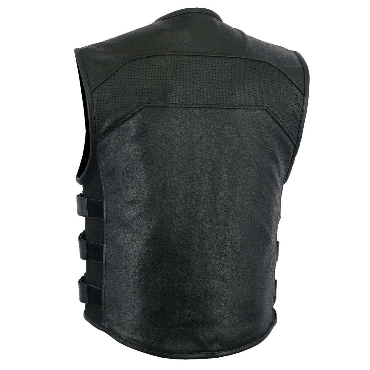 Men Motorcycle Cowhide Club Leather Vest