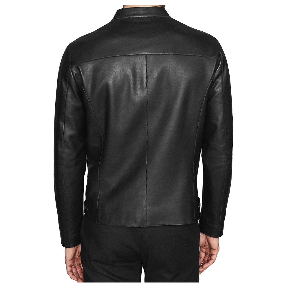 Men Leather Cafe Racer Jacket