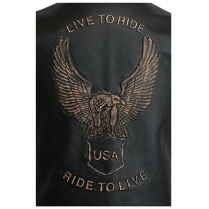 Men Classic Embossed Eagle Motorcycle Waistcoat