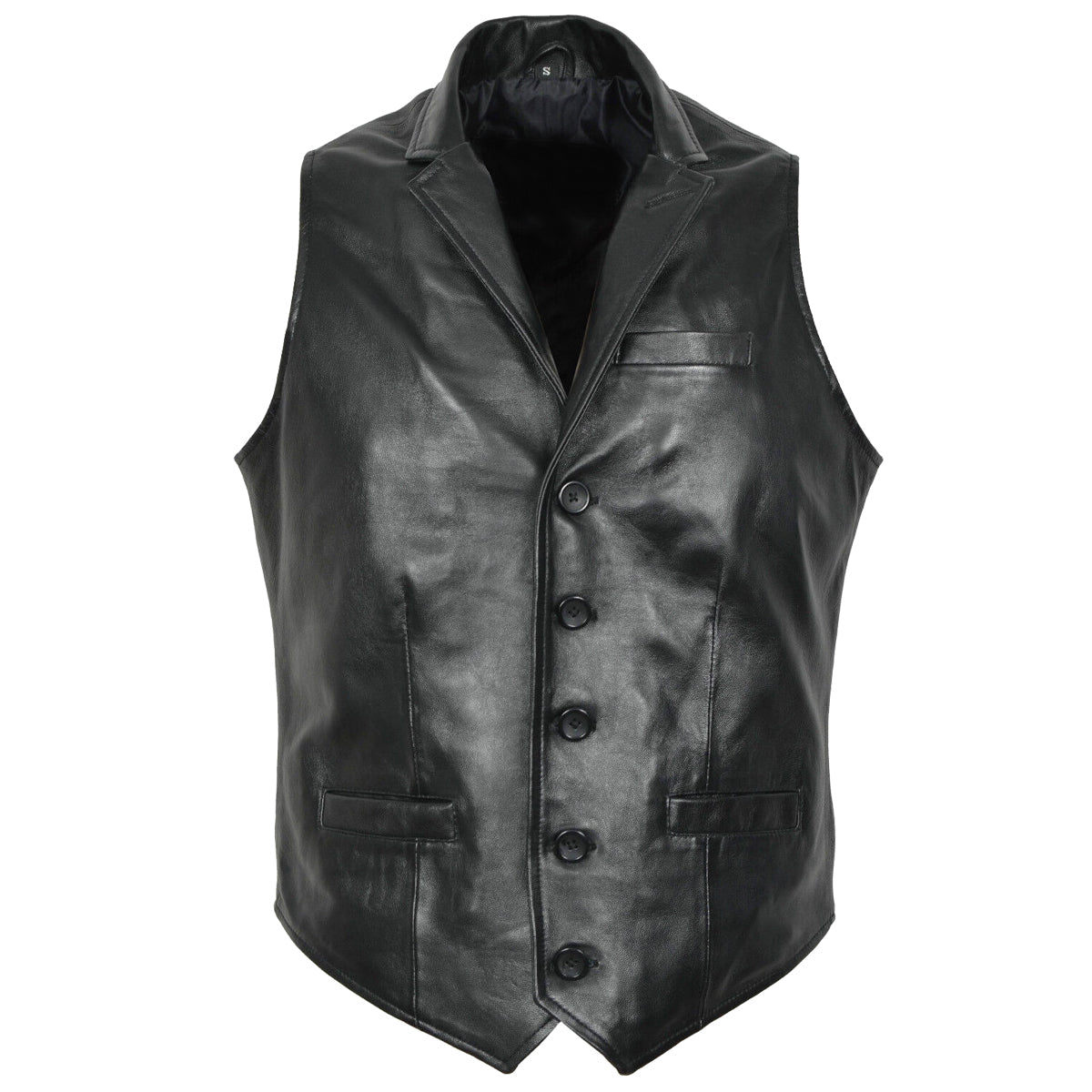 Men Party Black Premium Leather Waistcoat