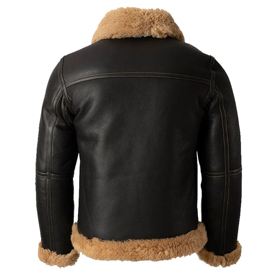 Black Leather B3 Shearling Bomber Jacket