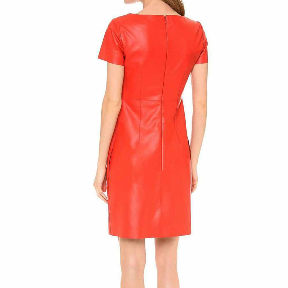 Red Leather Mini Party Dress For women