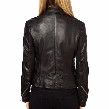 Black Women's Leather Biker Jacket