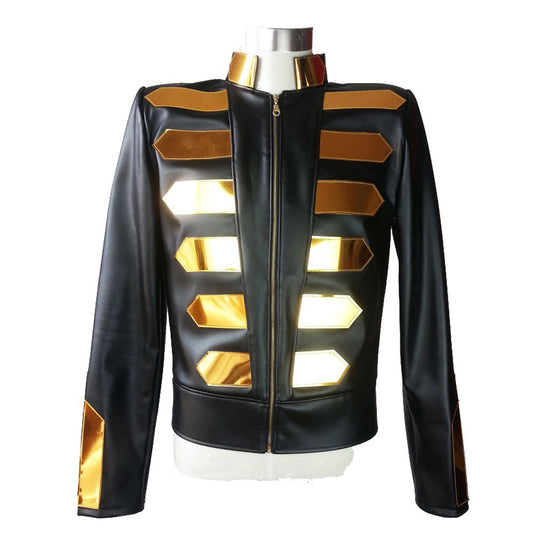 Nightclub Military Fashion Leather Jacket
