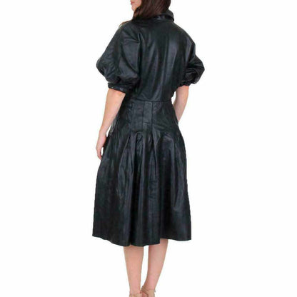 Black Leather Frock Sexy Casual Party Dress
